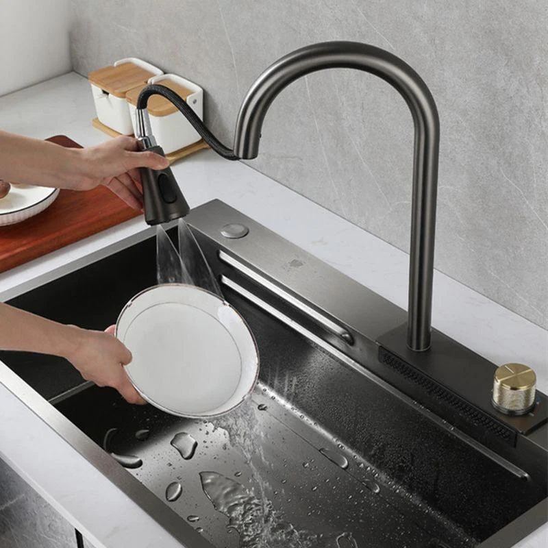 Contemporary Kitchen Sink Corrosion Resistant 3 Holes Kitchen Sink with Drain Assembly -Bathlova