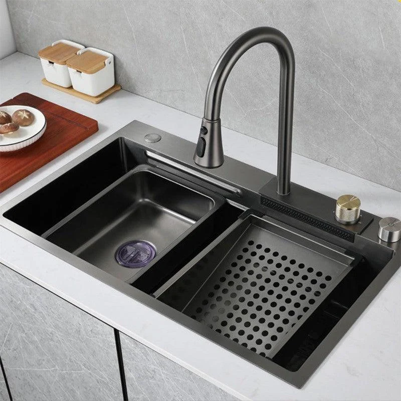 Contemporary Kitchen Sink Corrosion Resistant 3 Holes Kitchen Sink with Drain Assembly -Bathlova