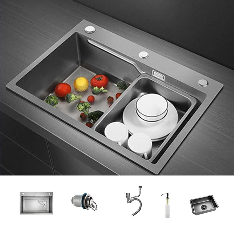 Contemporary Kitchen Sink Double Bowl Kitchen Sink with Rectangular Shape -Bathlova