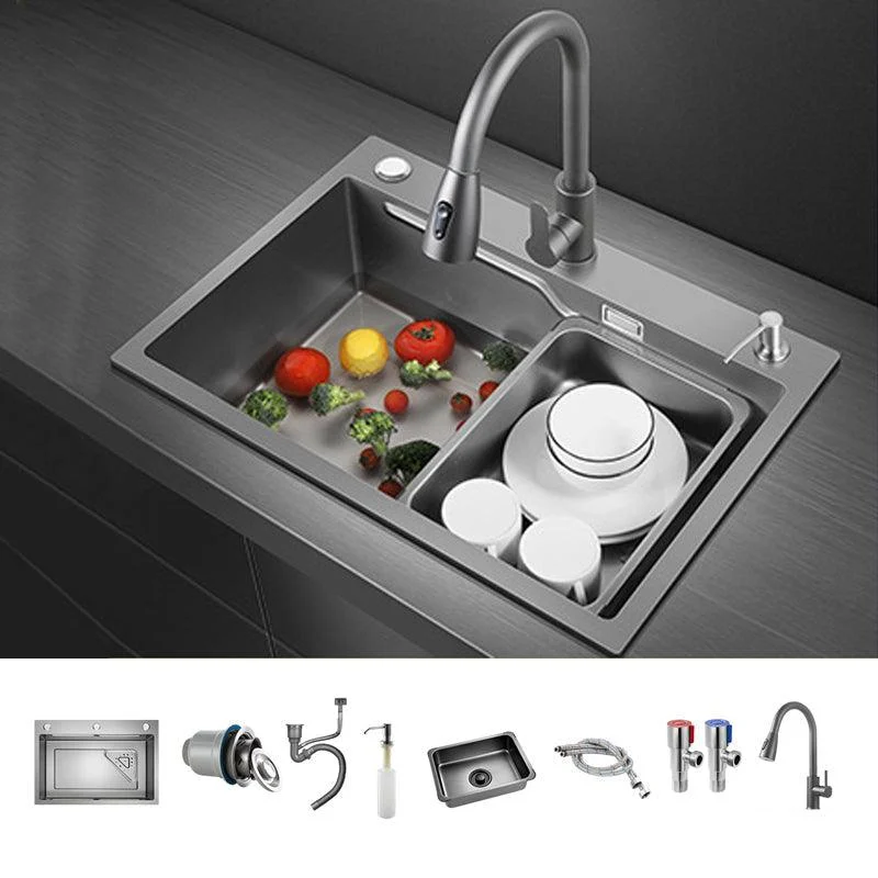 Contemporary Kitchen Sink Double Bowl Kitchen Sink with Rectangular Shape -Bathlova