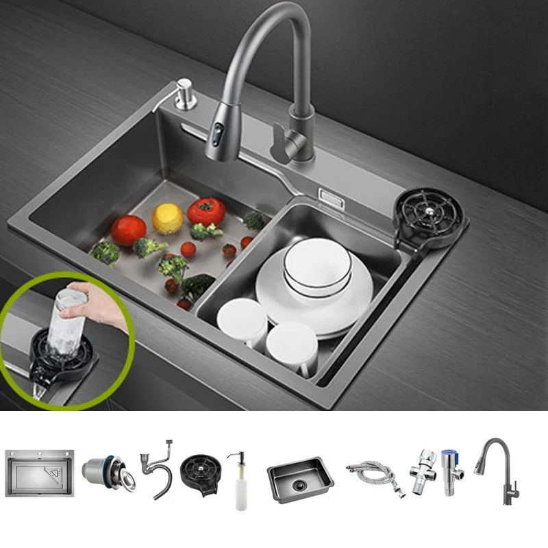 Contemporary Kitchen Sink Double Bowl Kitchen Sink with Rectangular Shape -Bathlova