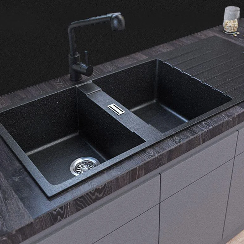 Contemporary Kitchen Sink Square Double Sink with Drain Assembly(Not Included Tap) -Bathlova