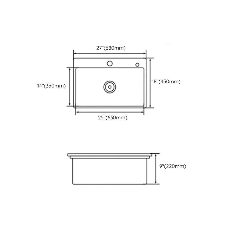 Contemporary Kitchen Sink Stainless Steel 2 Holes Drop-In Kitchen Sink -Bathlova