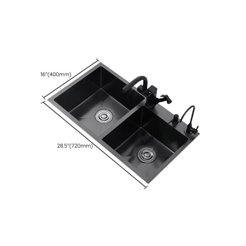 Contemporary Kitchen Sink Stainless Steel 3 Holes Drop-In Kitchen Sink -Bathlova