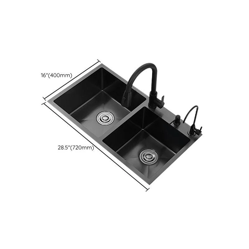 Contemporary Kitchen Sink Stainless Steel 3 Holes Drop-In Kitchen Sink -Bathlova