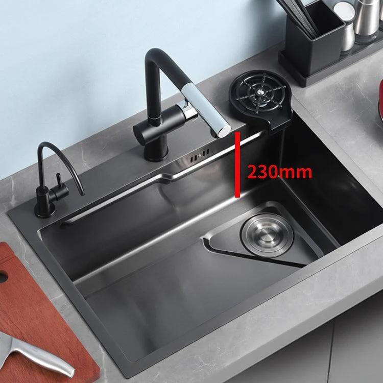 Contemporary Kitchen Sink Stainless Steel Corrosion Resistant Kitchen Sink with Tap -Bathlova