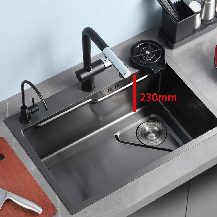 Contemporary Kitchen Sink Stainless Steel Corrosion Resistant Kitchen Sink with Tap -Bathlova