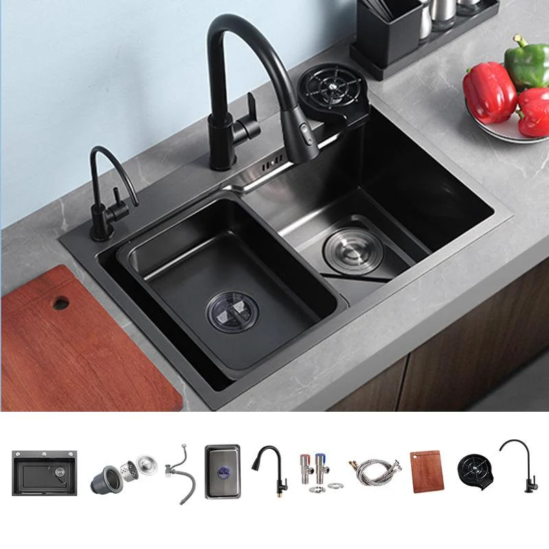 Contemporary Kitchen Sink Stainless Steel Corrosion Resistant Kitchen Sink with Tap -Bathlova