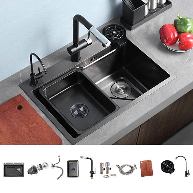 Contemporary Kitchen Sink Stainless Steel Corrosion Resistant Kitchen Sink with Tap -Bathlova