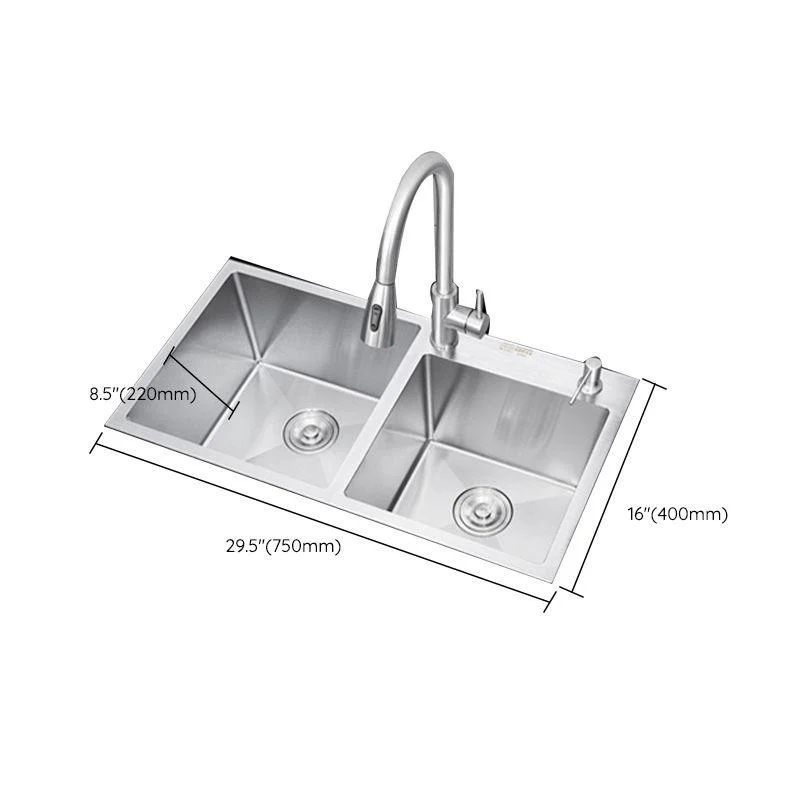 Contemporary Kitchen Sink Stainless Steel Drain Assembly Kitchen Sink -Bathlova