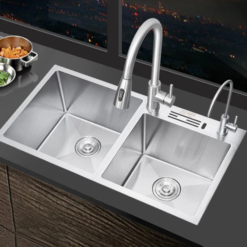 Contemporary Kitchen Sink Stainless Steel Drain Assembly Kitchen Sink -Bathlova