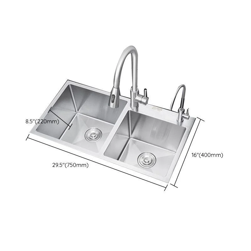 Contemporary Kitchen Sink Stainless Steel Drain Assembly Kitchen Sink -Bathlova