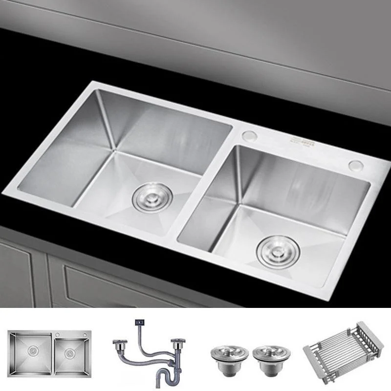 Contemporary Kitchen Sink Stainless Steel Drain Assembly Kitchen Sink -Bathlova