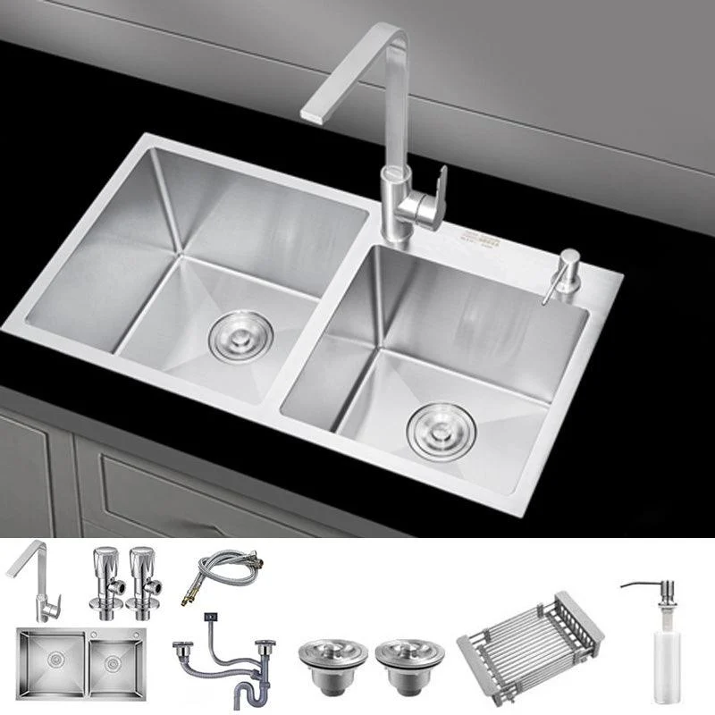 Contemporary Kitchen Sink Stainless Steel Drain Assembly Kitchen Sink -Bathlova