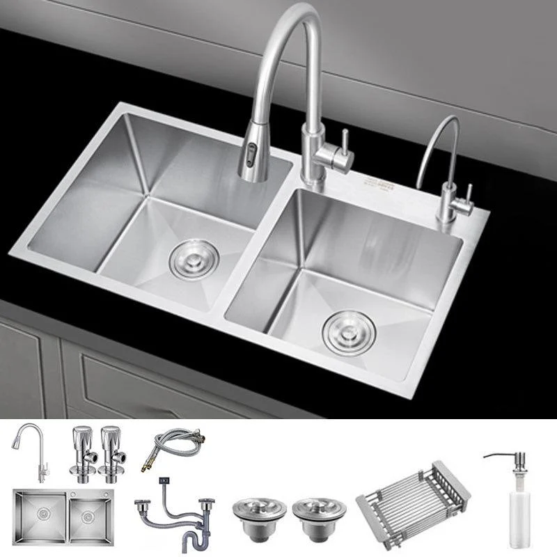 Contemporary Kitchen Sink Stainless Steel Drain Assembly Kitchen Sink -Bathlova