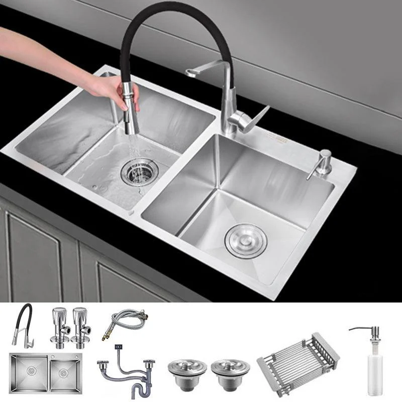 Contemporary Kitchen Sink Stainless Steel Drain Assembly Kitchen Sink -Bathlova