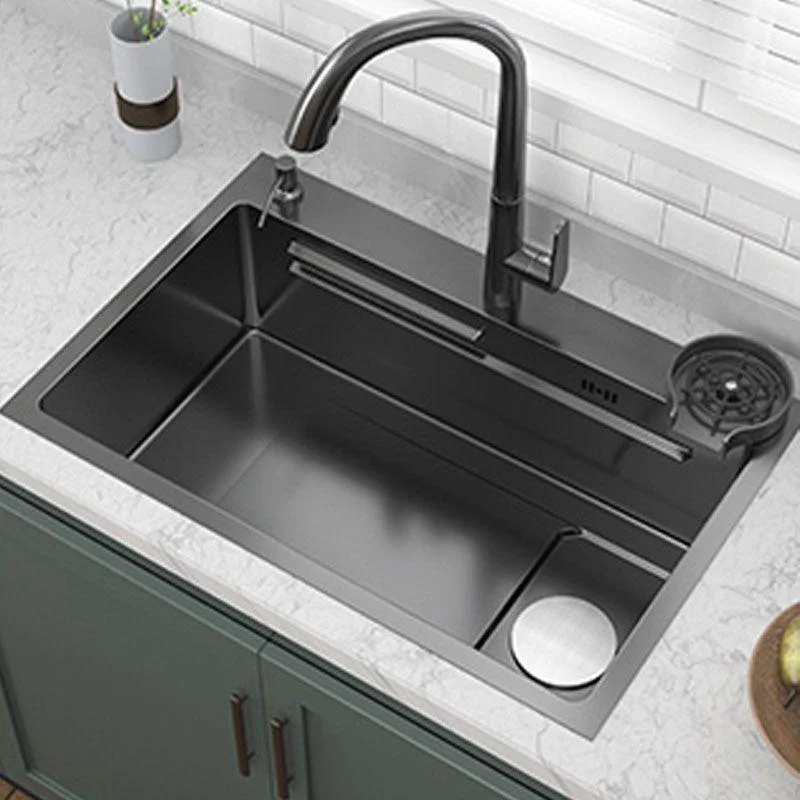 Contemporary Kitchen Sink Stainless Steel Kitchen Sink with Drain Assembly -Bathlova