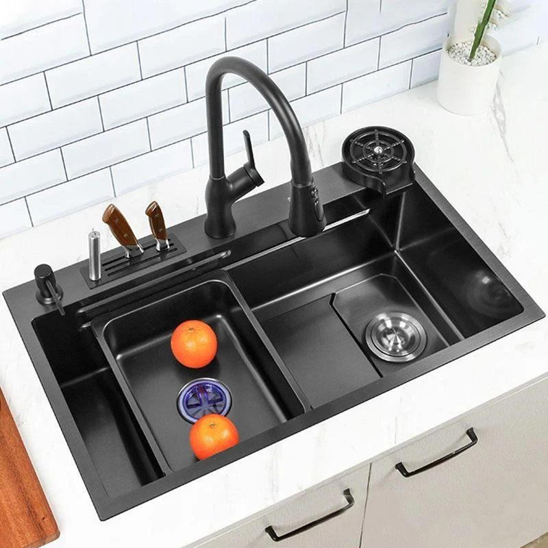 Contemporary Kitchen Sink Stainless Steel Kitchen Sink with Drain Assembly -Bathlova