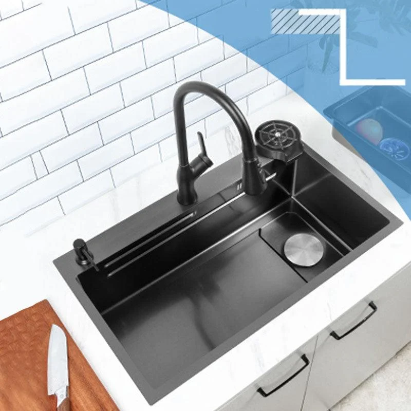 Contemporary Kitchen Sink Stainless Steel Kitchen Sink with Drain Assembly -Bathlova