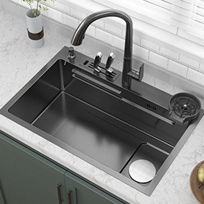 Contemporary Kitchen Sink Stainless Steel Kitchen Sink with Drain Assembly -Bathlova