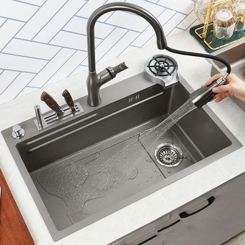 Contemporary Kitchen Sink Stainless Steel Kitchen Sink with Drain Assembly -Bathlova