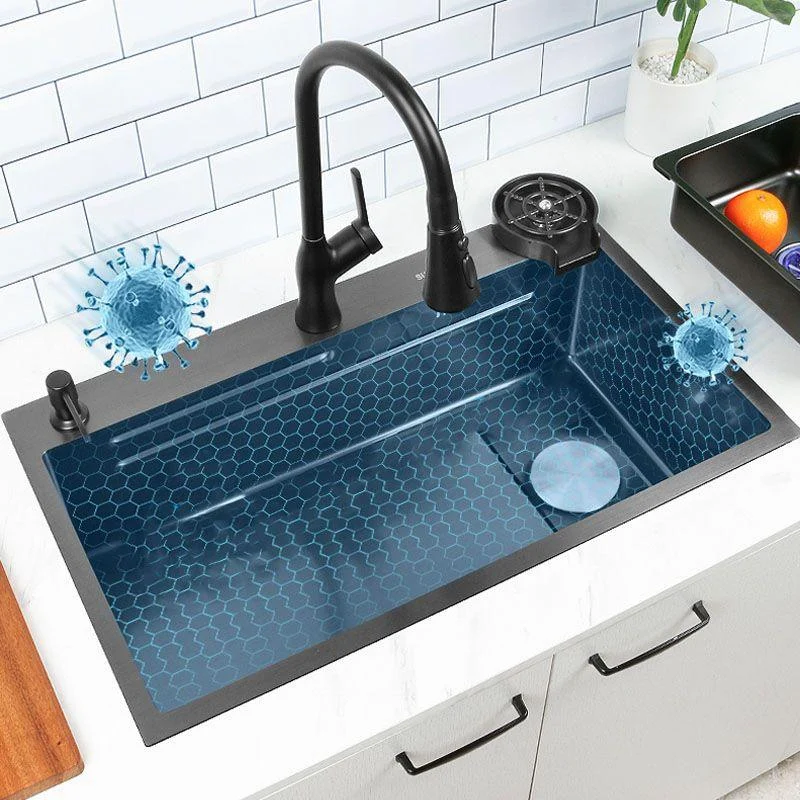 Contemporary Kitchen Sink Stainless Steel Kitchen Sink with Drain Assembly -Bathlova