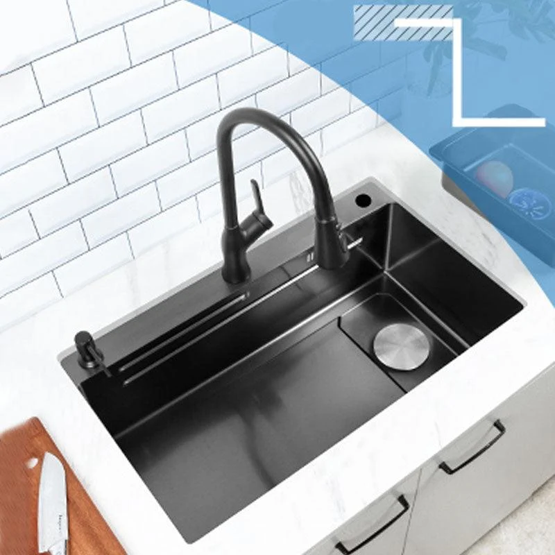 Contemporary Kitchen Sink Stainless Steel Kitchen Sink with Drain Assembly -Bathlova