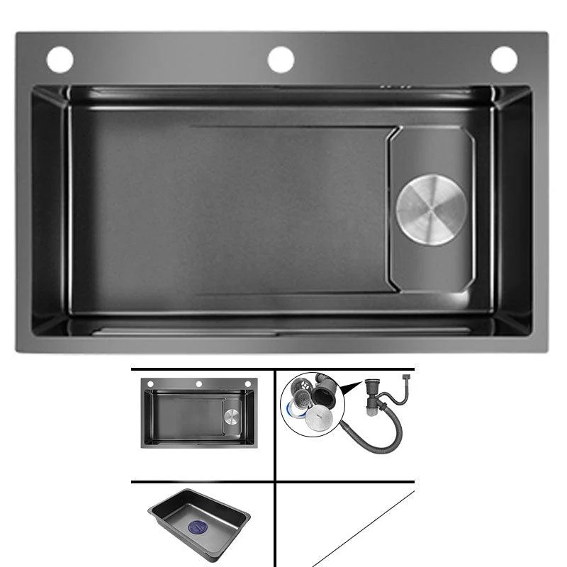 Contemporary Kitchen Sink Stainless Steel Kitchen Sink with Drain Assembly -Bathlova