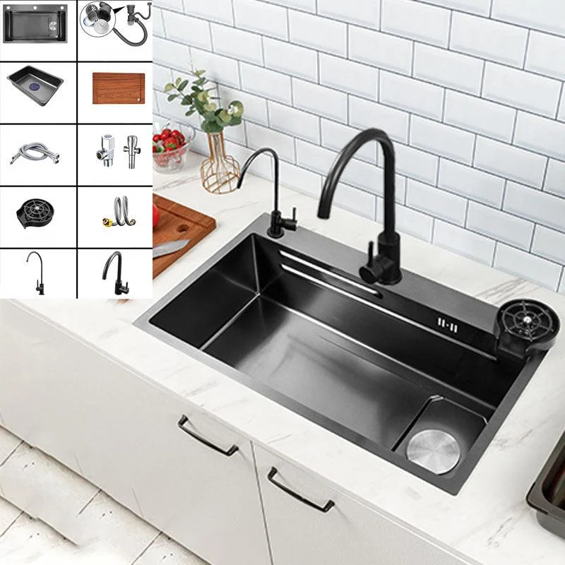 Contemporary Kitchen Sink Stainless Steel Kitchen Sink with Drain Assembly -Bathlova