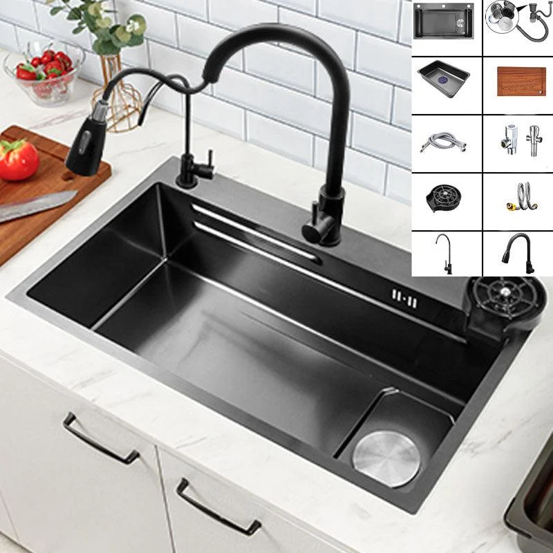 Contemporary Kitchen Sink Stainless Steel Kitchen Sink with Drain Assembly -Bathlova