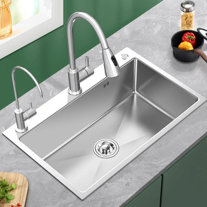 Contemporary Kitchen Sink Stainless Steel Kitchen Sink with Drain Strainer Kit -Bathlova