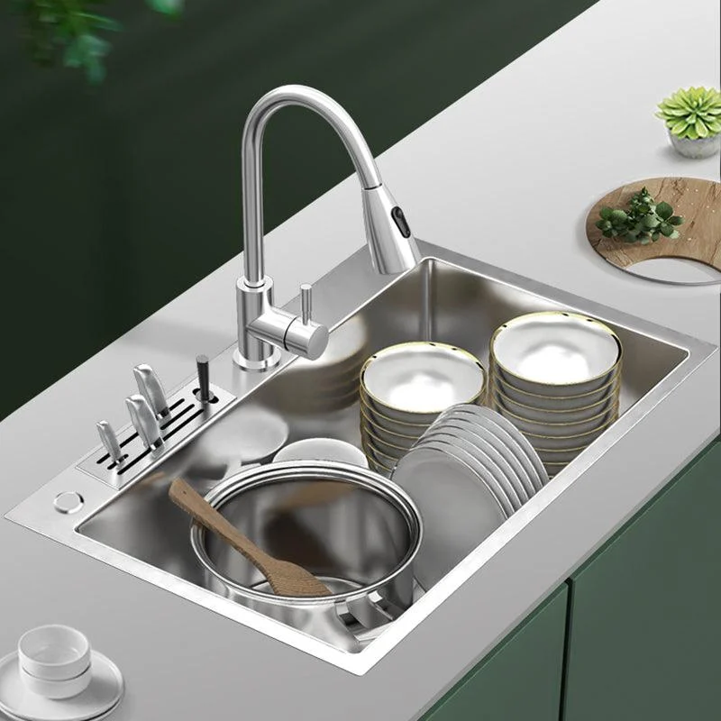 Contemporary Kitchen Sink Stainless Steel Kitchen Sink with Drain Strainer Kit -Bathlova