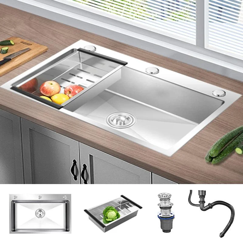 Contemporary Kitchen Sink Stainless Steel Kitchen Sink with Drain Strainer Kit -Bathlova