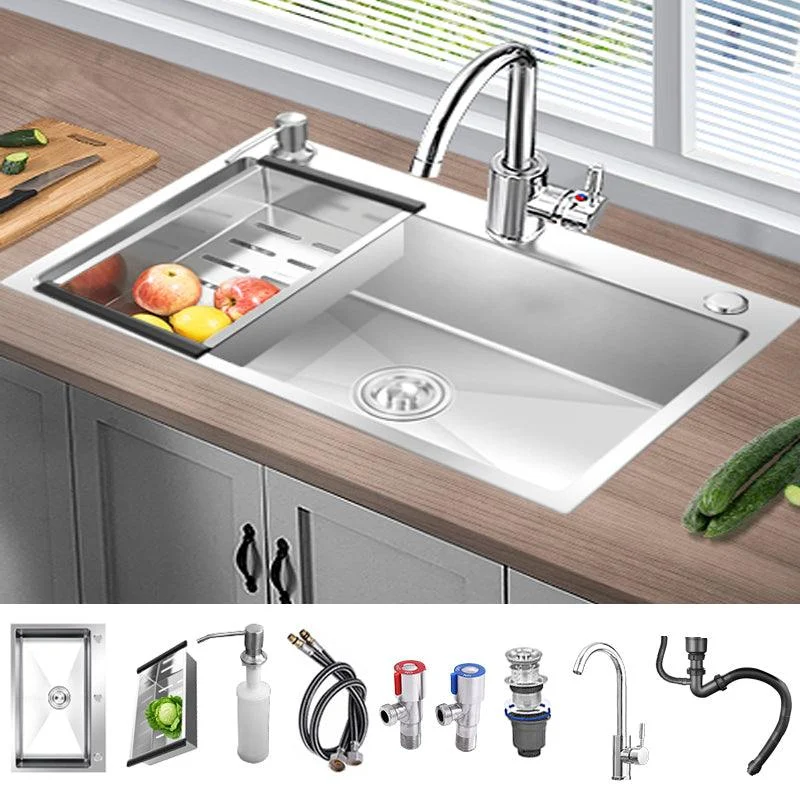 Contemporary Kitchen Sink Stainless Steel Kitchen Sink with Drain Strainer Kit -Bathlova