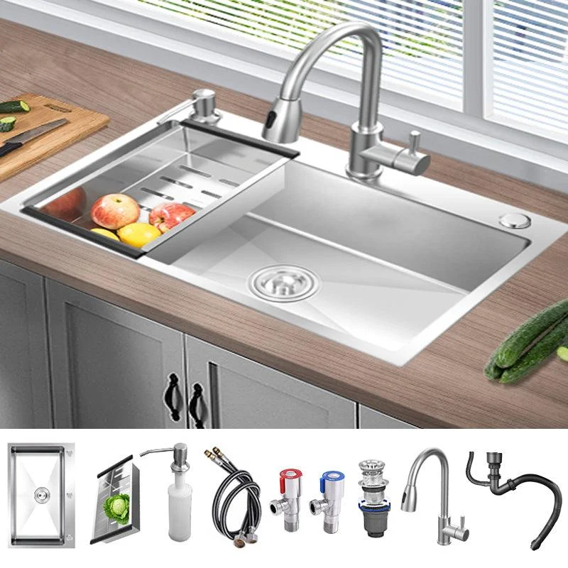 Contemporary Kitchen Sink Stainless Steel Kitchen Sink with Drain Strainer Kit -Bathlova