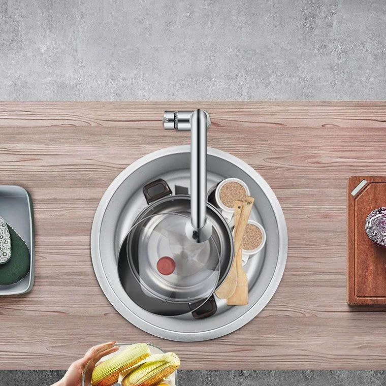 Contemporary Kitchen Sink Stainless Steel Kitchen Sink with Round Shape -Bathlova