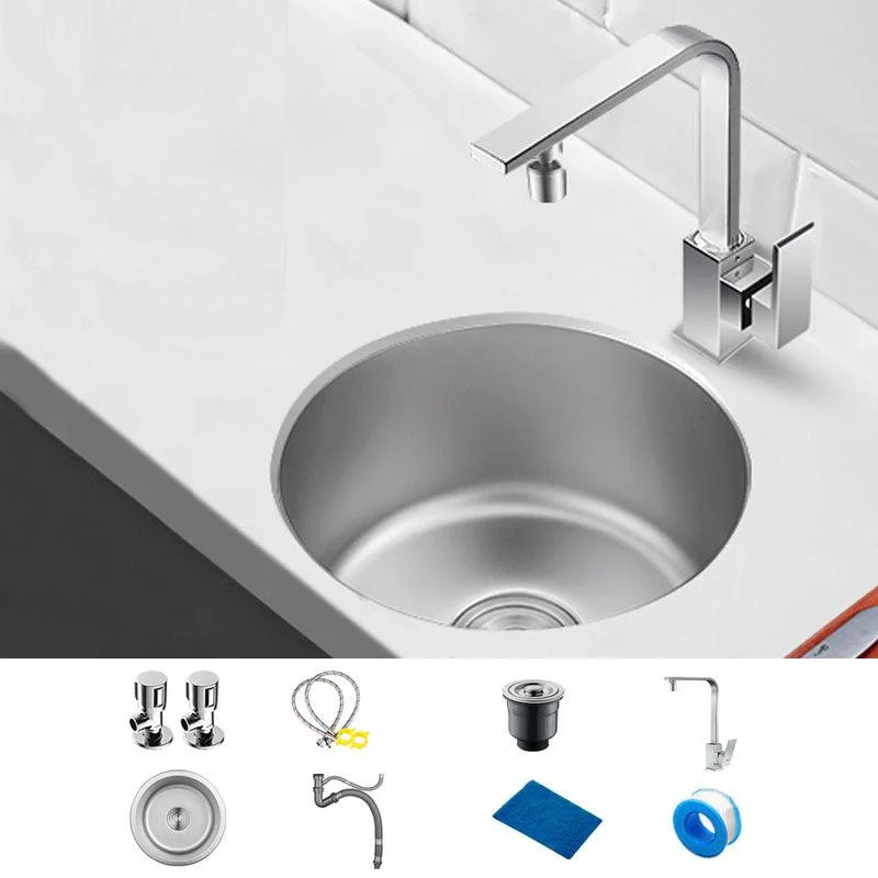 Contemporary Kitchen Sink Stainless Steel Kitchen Sink with Round Shape -Bathlova