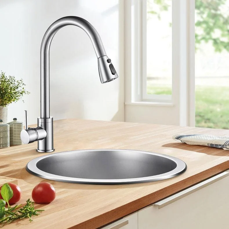 Contemporary Kitchen Sink Stainless Steel Kitchen Sink with Round Shape -Bathlova