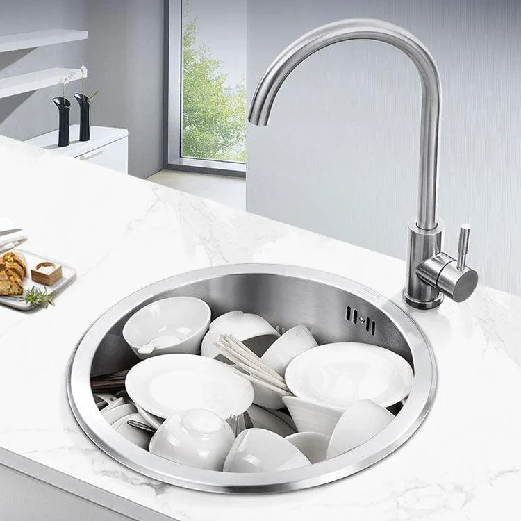 Contemporary Kitchen Sink Stainless Steel Single Bowl Kitchen Sink -Bathlova