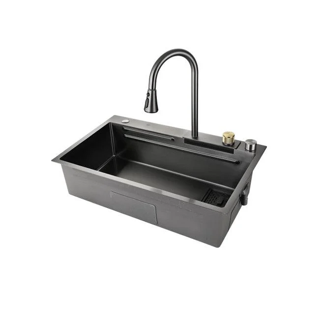 Contemporary Kitchen Sink Stainless Steel Single Bowl Kitchen Sink with Basket Strainer -Bathlova