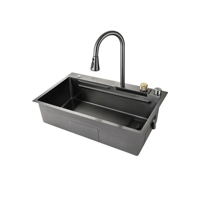 Contemporary Kitchen Sink Stainless Steel Single Bowl Kitchen Sink with Basket Strainer -Bathlova