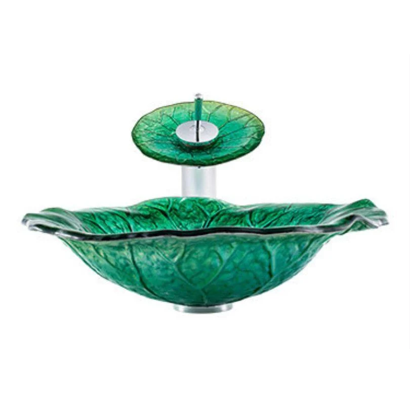 Contemporary Lotus Leaf Bathroom Glass Sink -Bathlova