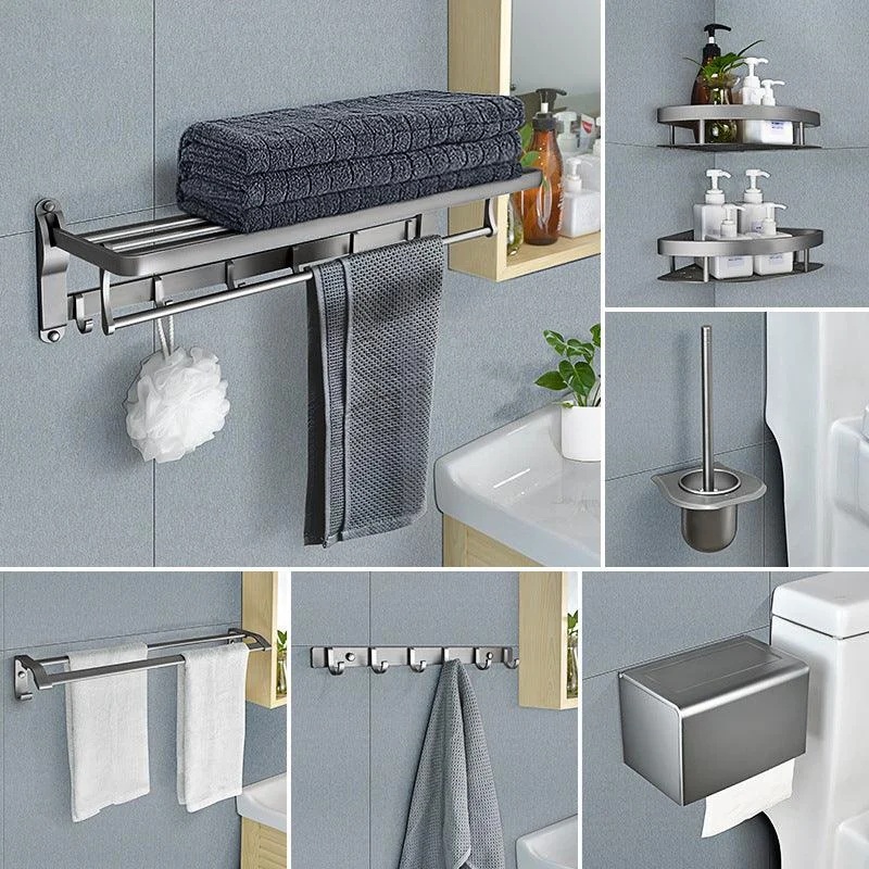 Contemporary Metal 5 - Piece Bathroom Accessory Set with Bath Shelf -Bathlova