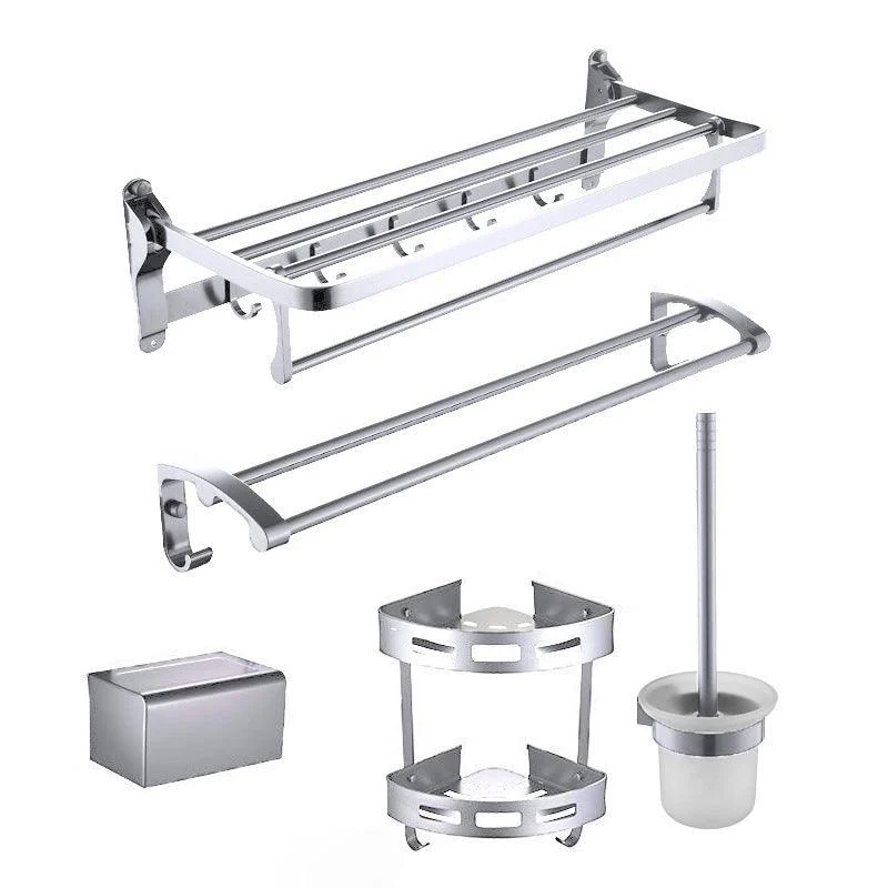 Contemporary Metal 5 - Piece Bathroom Accessory Set with Bath Shelf -Bathlova