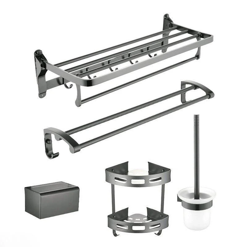 Contemporary Metal 5 - Piece Bathroom Accessory Set with Bath Shelf -Bathlova