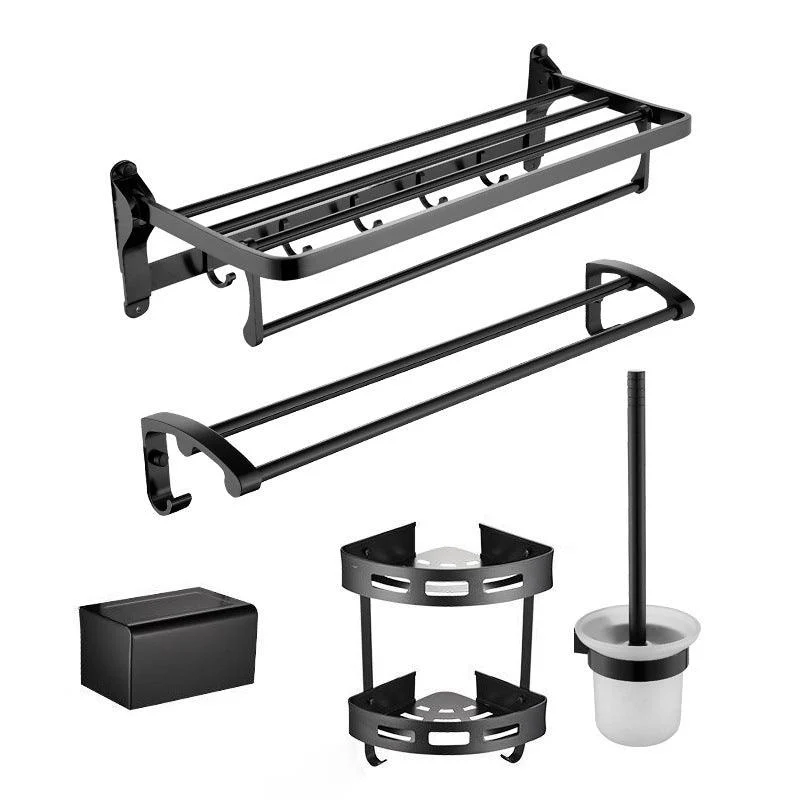 Contemporary Metal 5 - Piece Bathroom Accessory Set with Bath Shelf -Bathlova