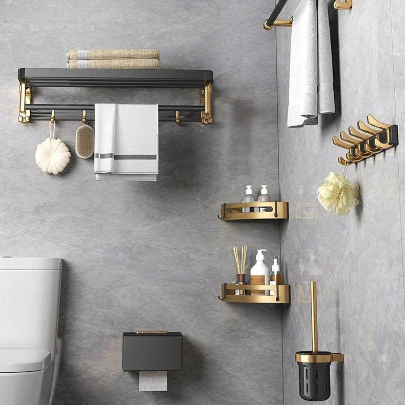 Contemporary Metal 6-Piece Bathroom Accessory Set with Bath Shelf -Bathlova