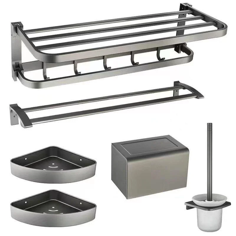 Contemporary Metal 6-Piece Bathroom Accessory Set with Bath Shelf -Bathlova