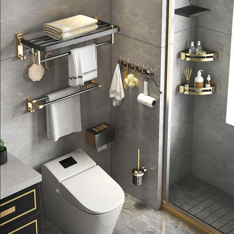 Contemporary Metal 6-Piece Bathroom Accessory Set with Bath Shelf -Bathlova