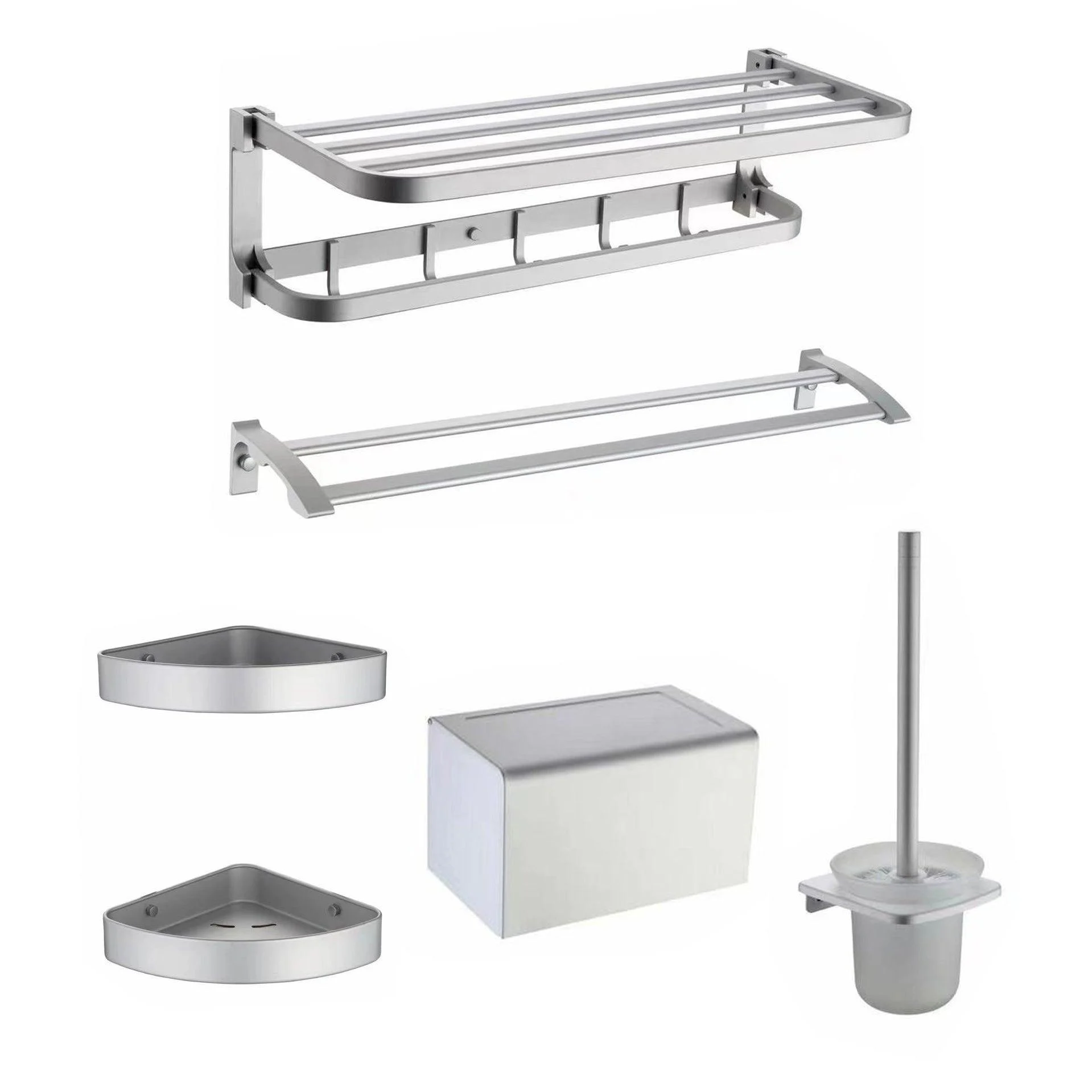 Contemporary Metal 6-Piece Bathroom Accessory Set with Bath Shelf -Bathlova